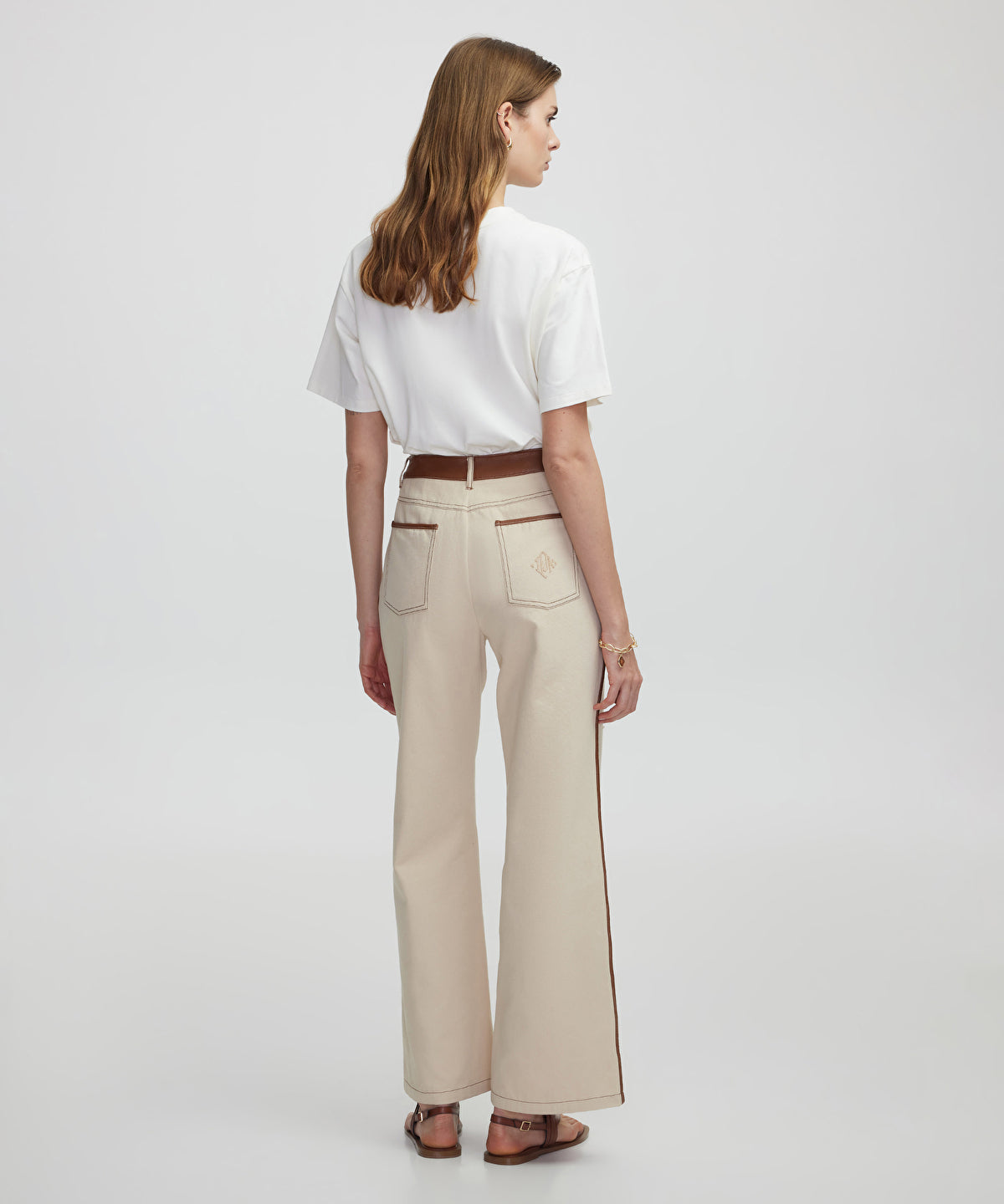 Zoomed Faux Leather Detailed Trousers
