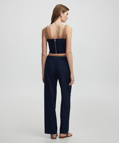 Trousers with contrast waistband
