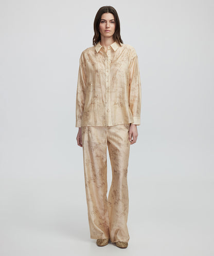 Embroidered and jacquard trousers