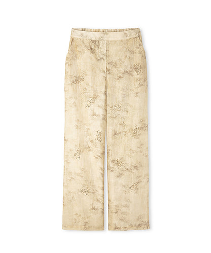 Embroidered and jacquard trousers