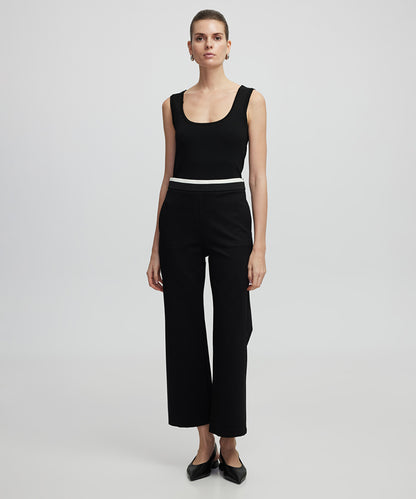 Contrast waist culotte trousers