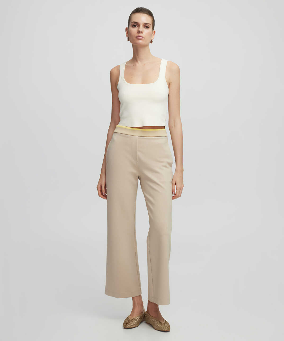 Contrast Waist Culotte Trousers