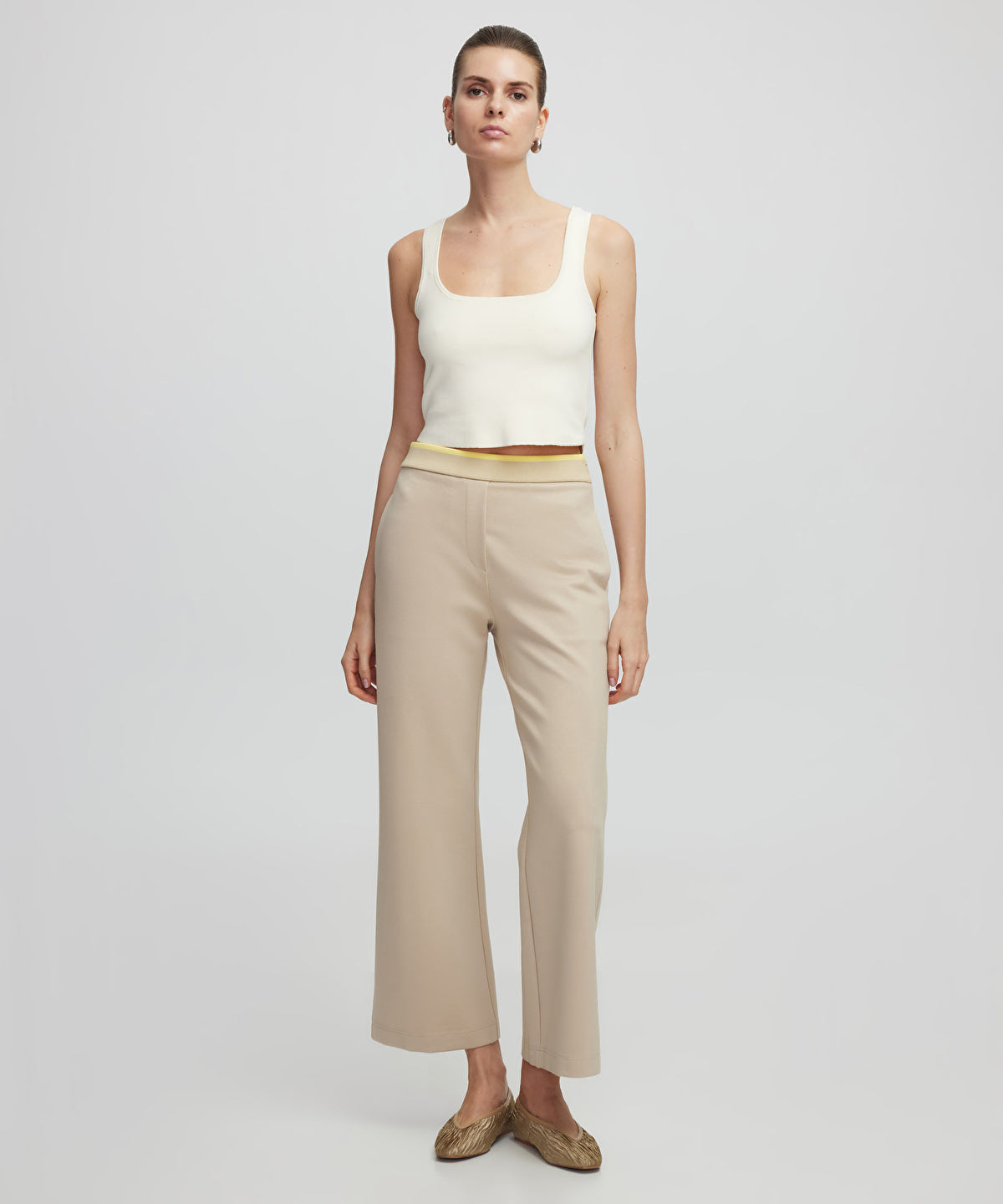 Contrast waist culotte trousers