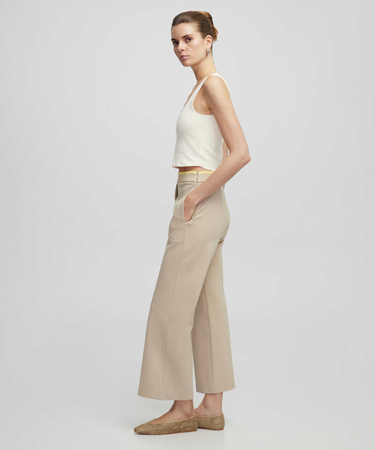 Contrast Waist Culotte Trousers