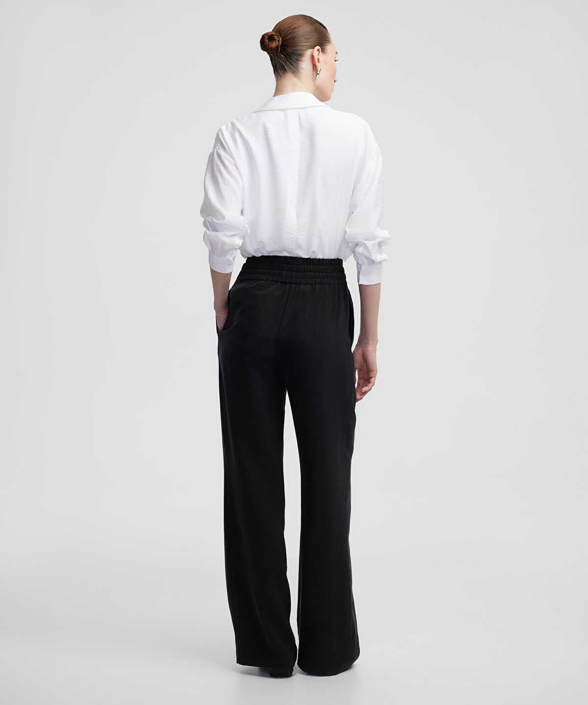 Wide-Leg Trousers With Double Waistband