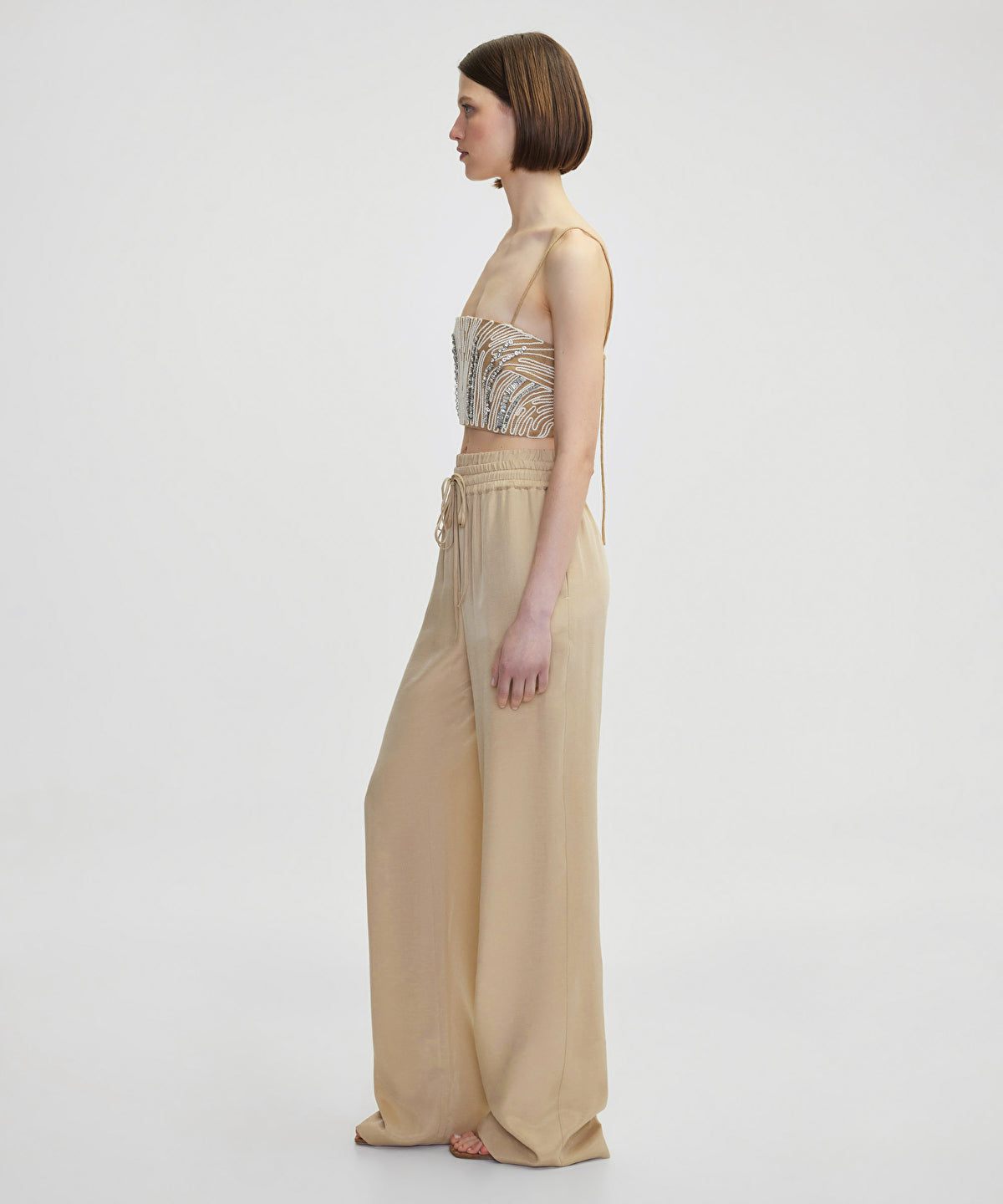 Zoomed Wide-Leg Trousers With Double Waistband