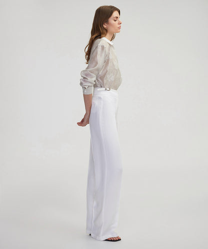 Wide-Leg Trousers With Thin Belt