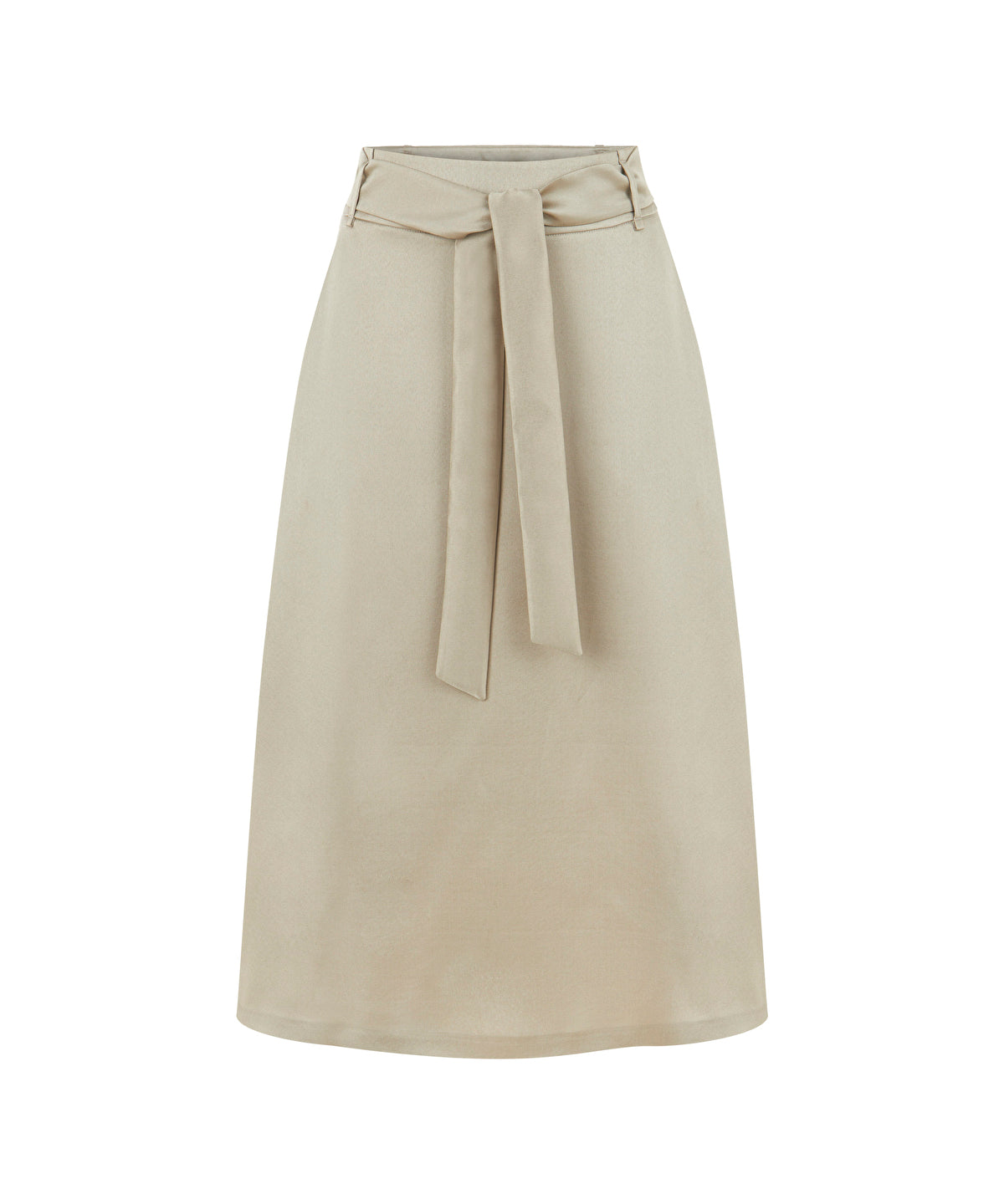 Zoomed Belted Satin Skirt