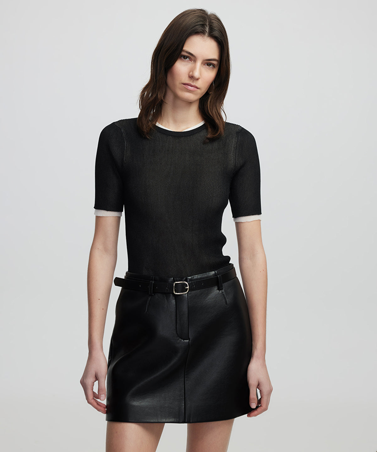 Zoomed Leather-Effect Mini Skirt