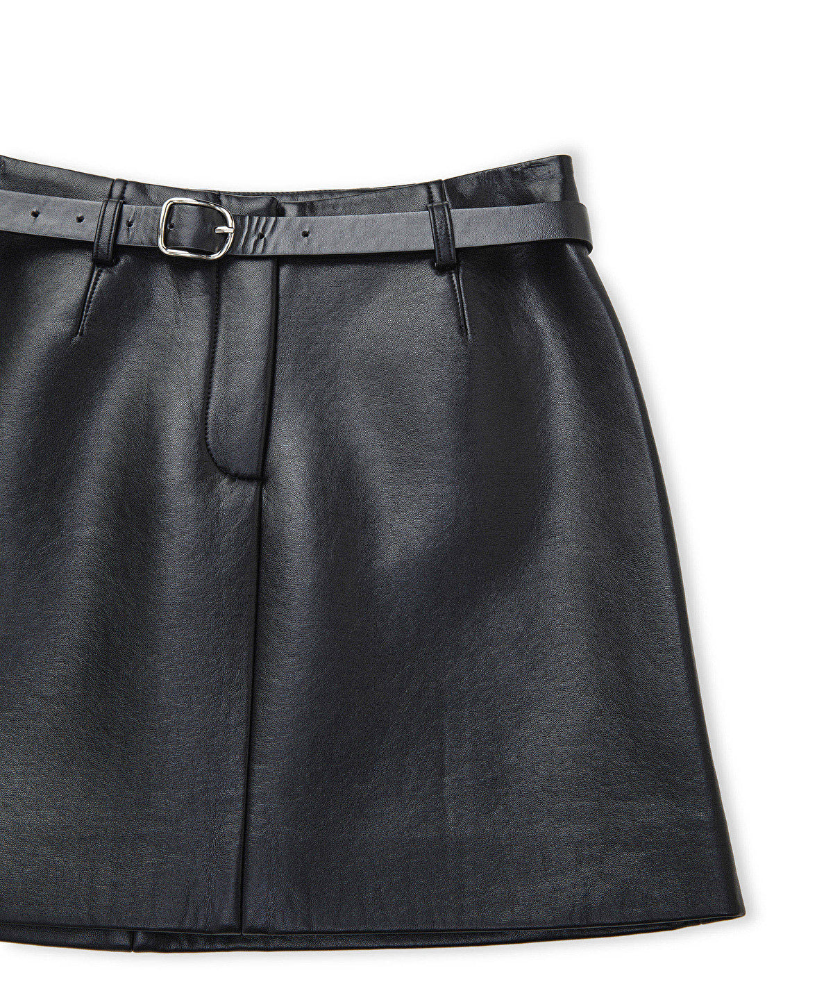 Zoomed Leather-Effect Mini Skirt