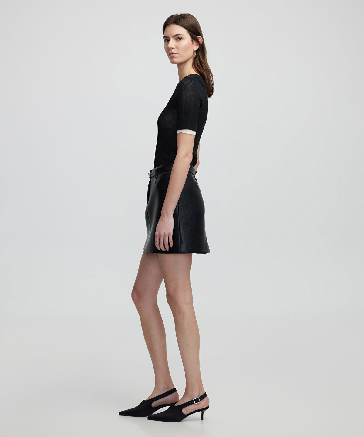 Zoomed Leather-Effect Mini Skirt