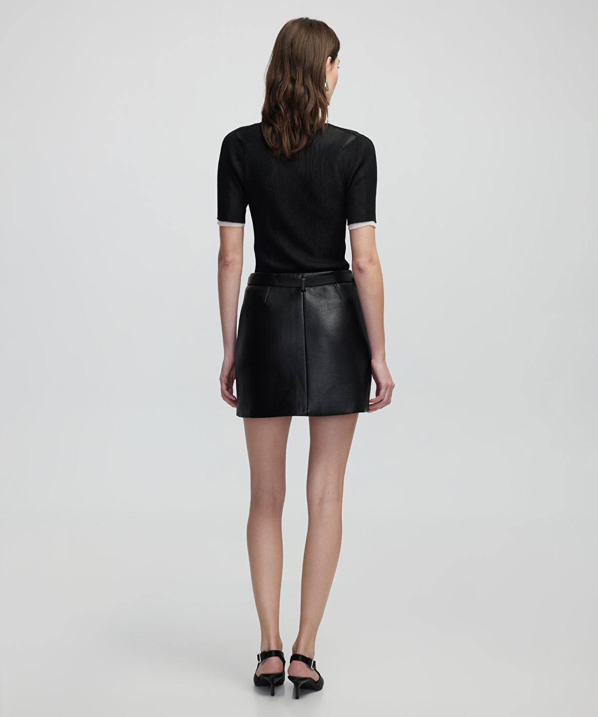 Zoomed Leather-Effect Mini Skirt