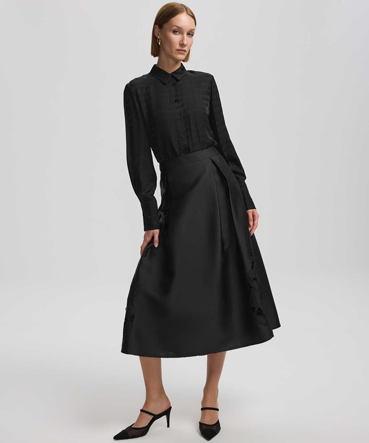 Embroidered A-Line Skirt