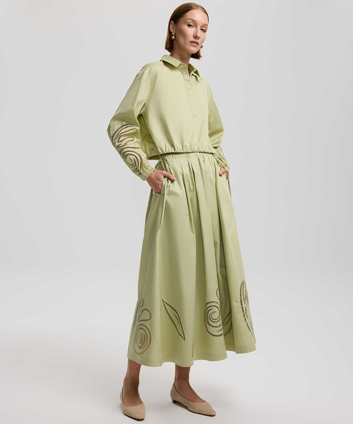 Embroidered Midi Skirt