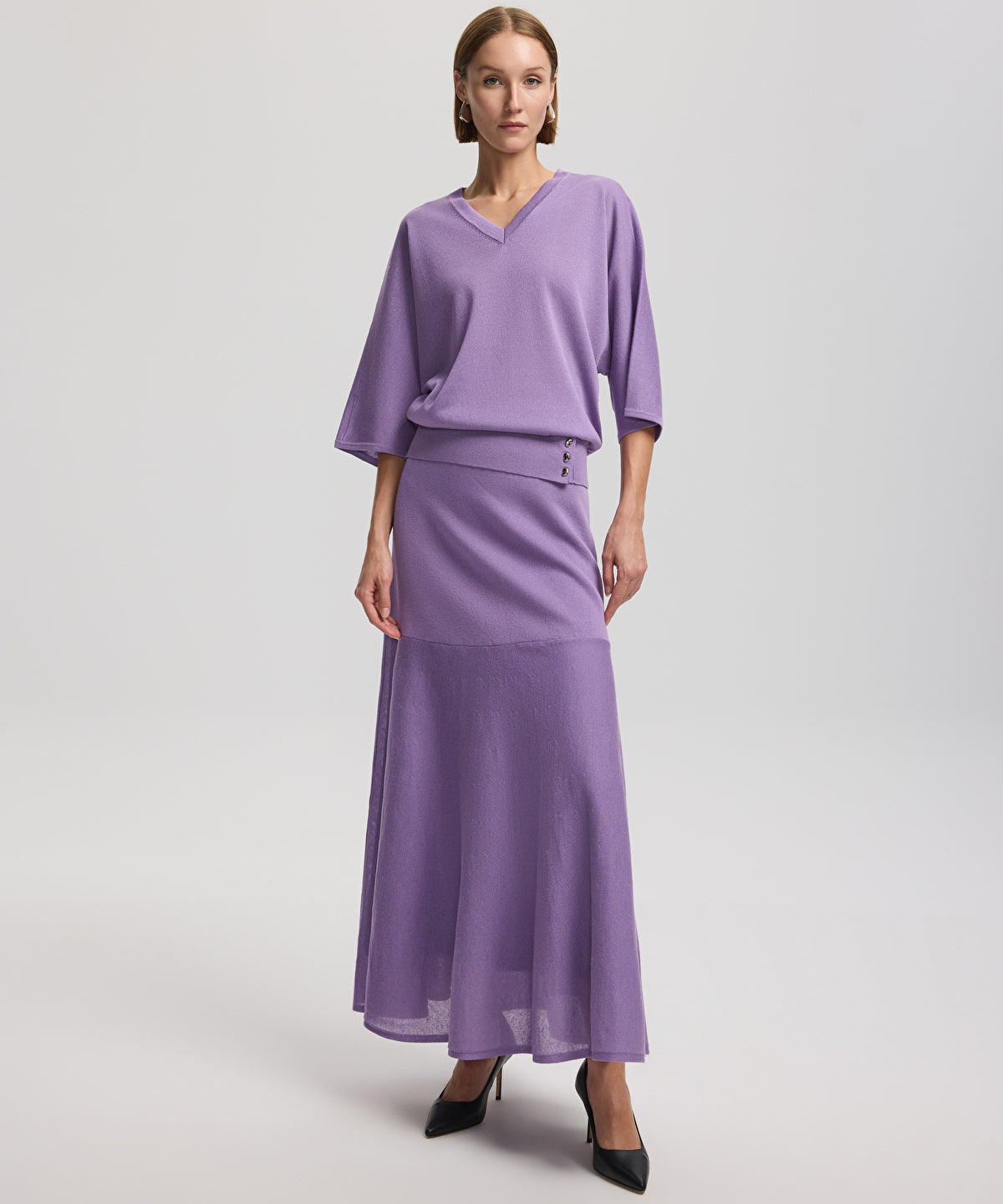 Zoomed Long Knit Skirt