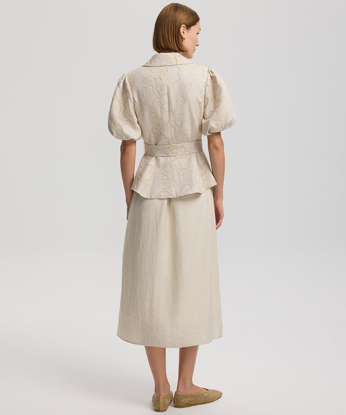 Zoomed Embroidered Puff-Sleeve Jacket