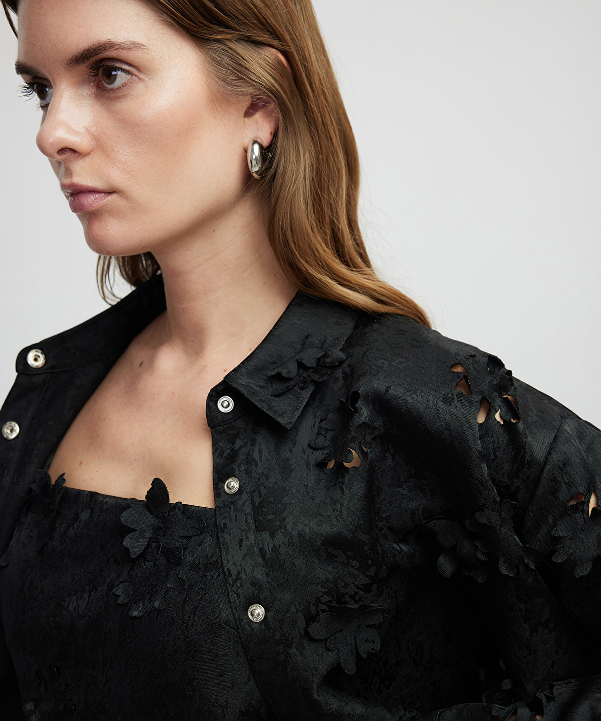 Zoomed Floral Applique Jacket