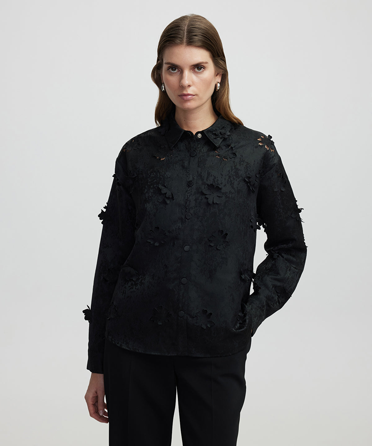 Zoomed Floral Applique Jacket