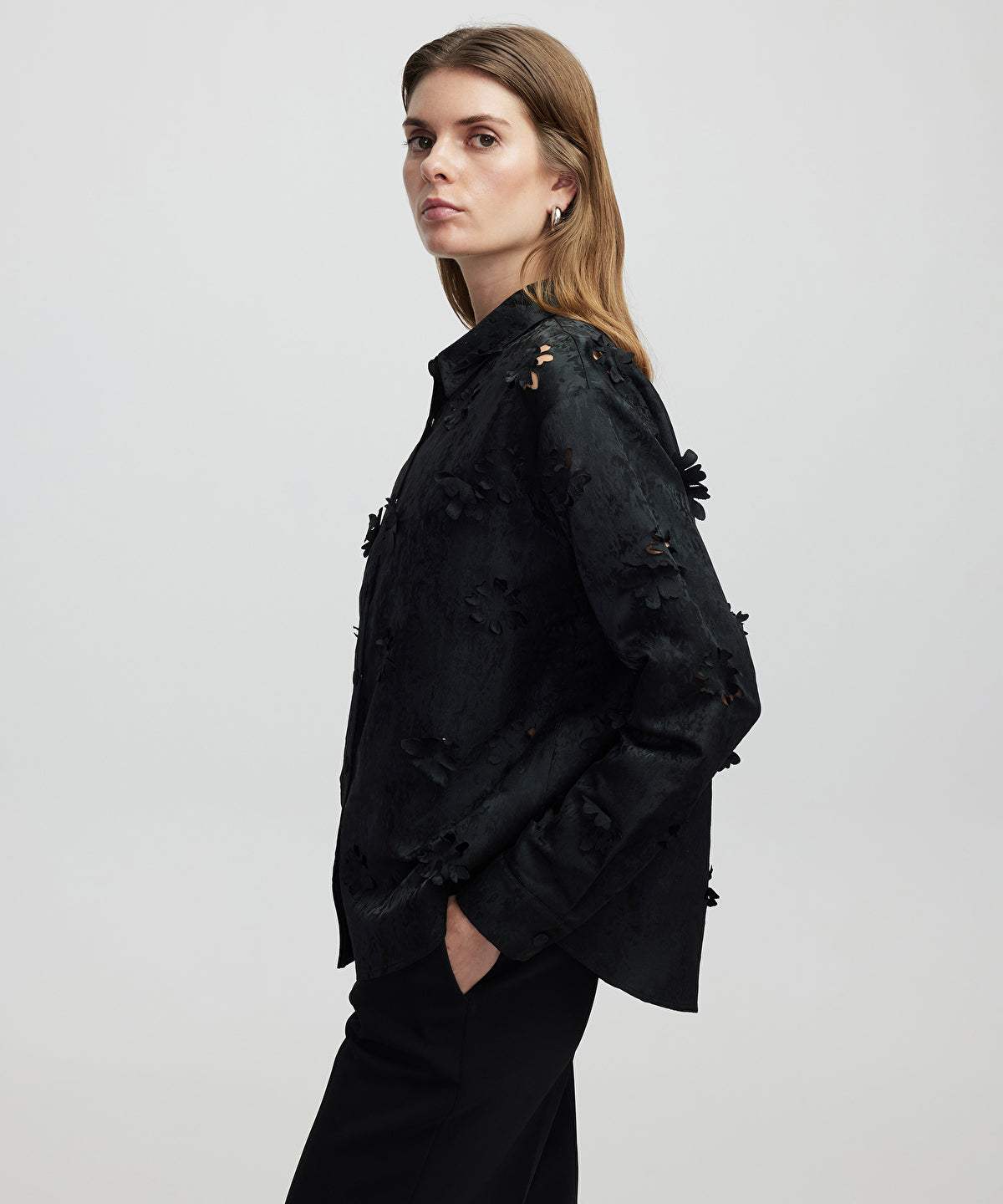 Zoomed Floral Applique Jacket