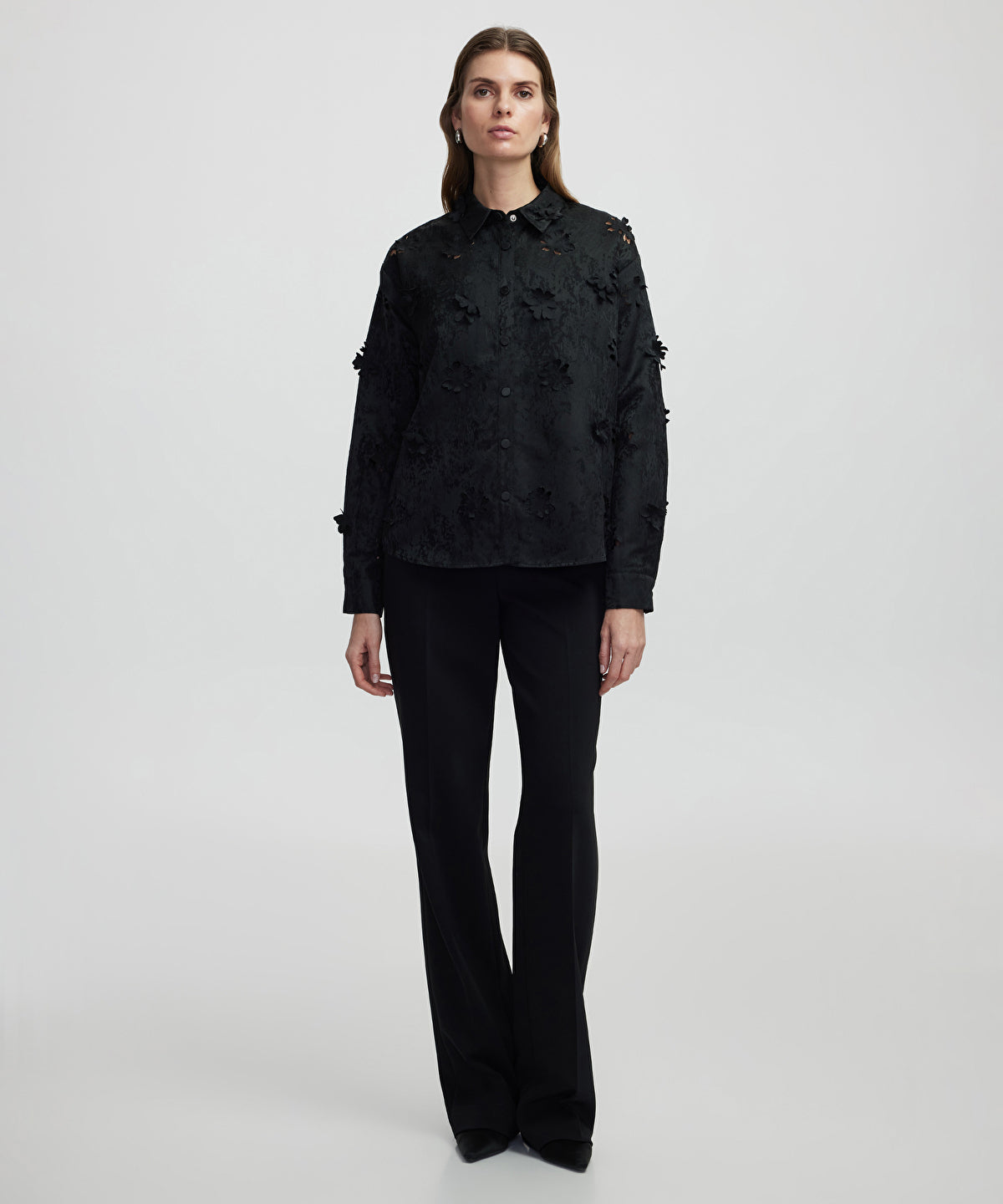 Zoomed Floral Applique Jacket