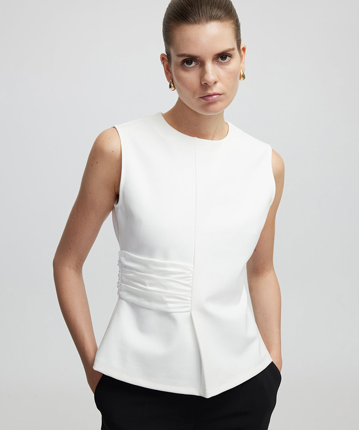Zoomed Satin Trim Blouse
