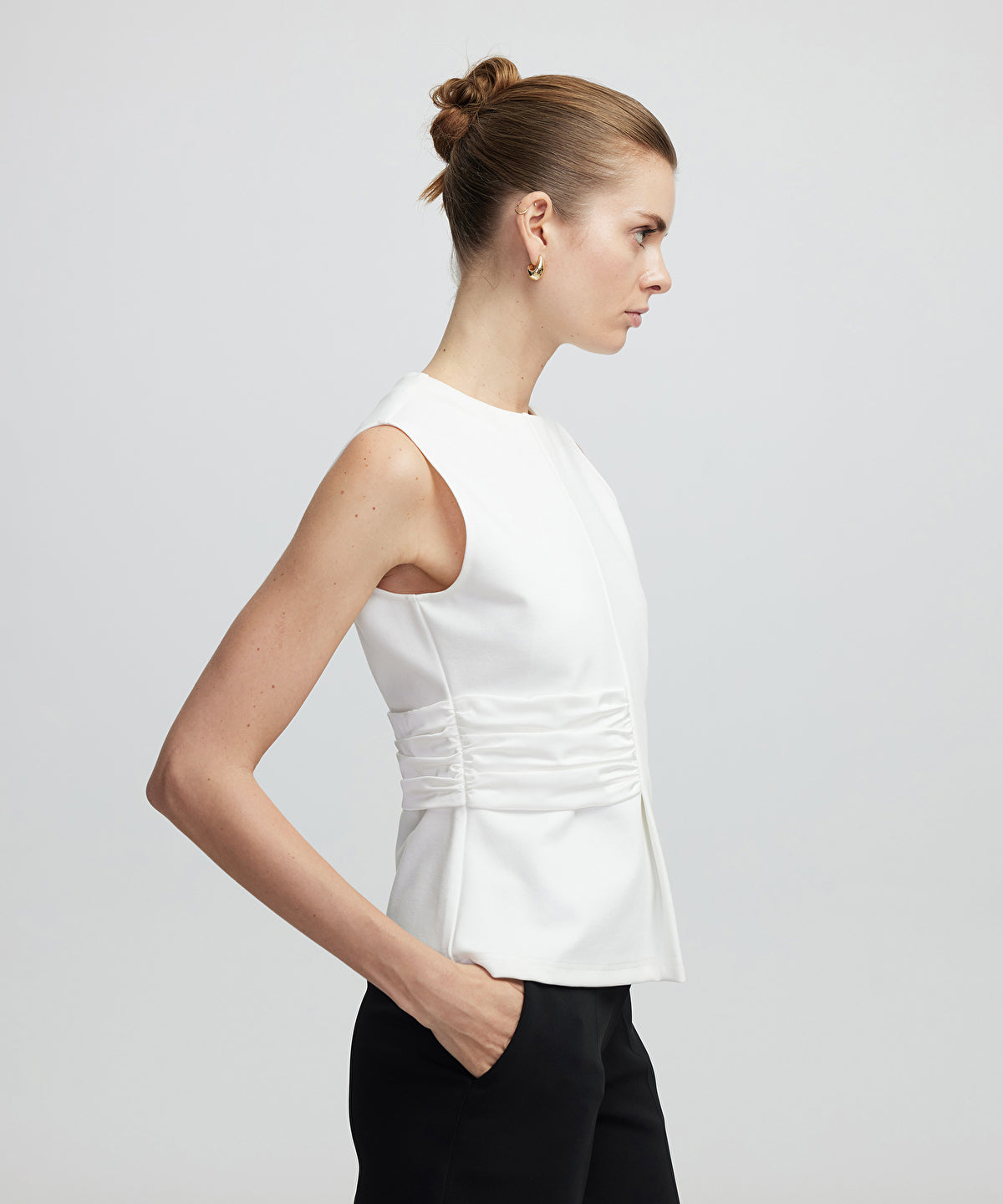 Zoomed Satin Trim Blouse