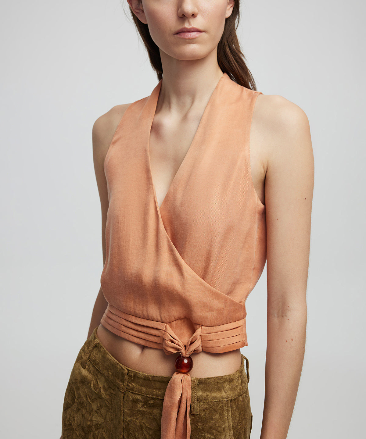 Zoomed Draped Double-Breasted Blouse