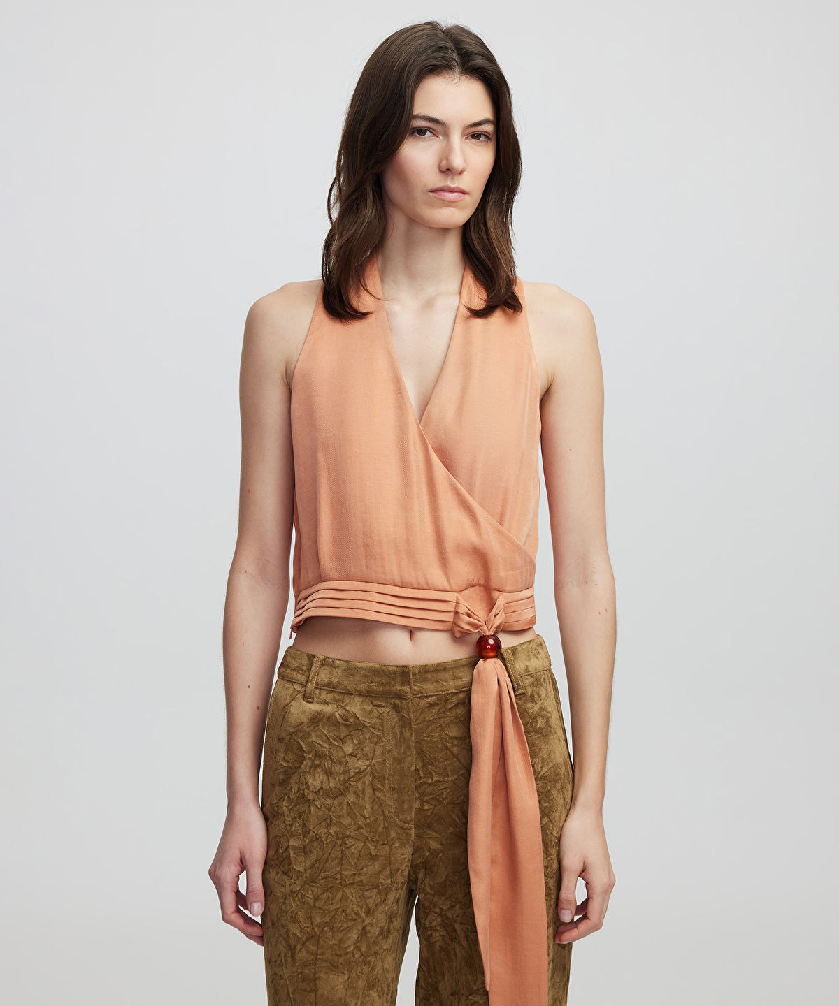 Zoomed Draped Double-Breasted Blouse