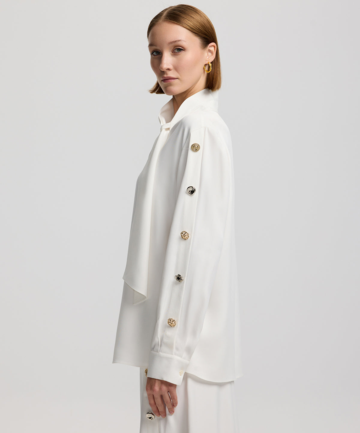 Zoomed Tie-Neck Blouse