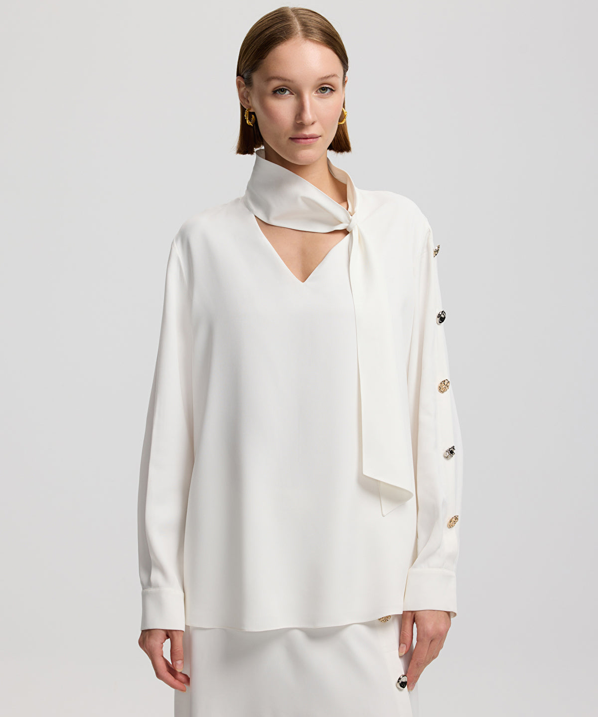 Zoomed Tie-Neck Blouse