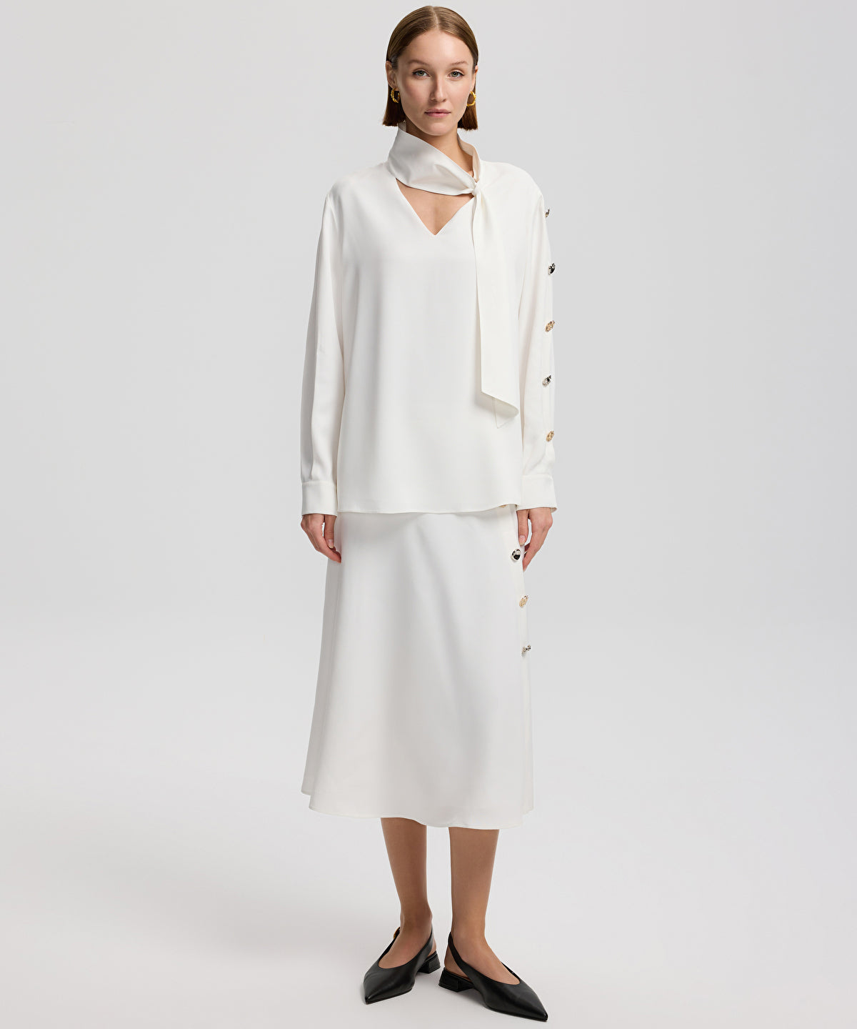 Zoomed Tie-Neck Blouse