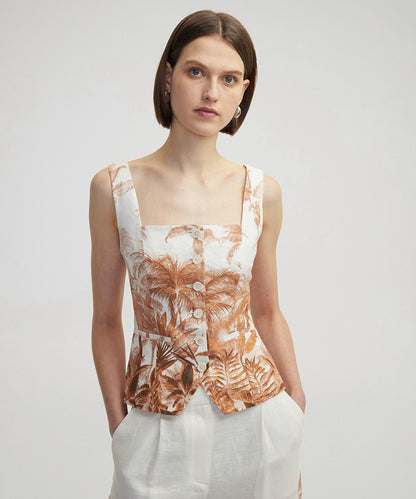 Printed Linen Waistcoat