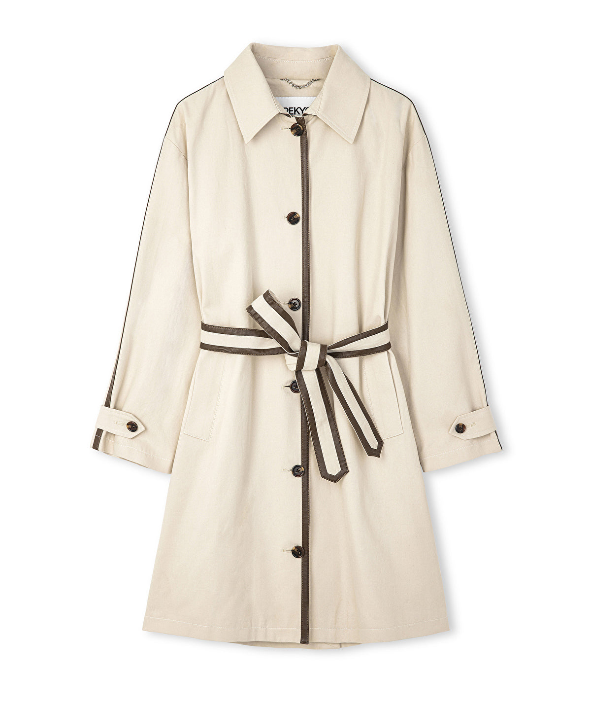 Zoomed Contrast Piping Trench Coat