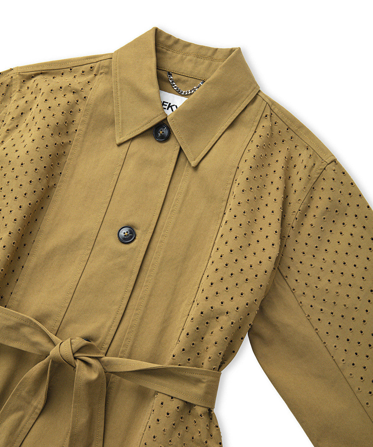 Zoomed Perforated Trench Coat