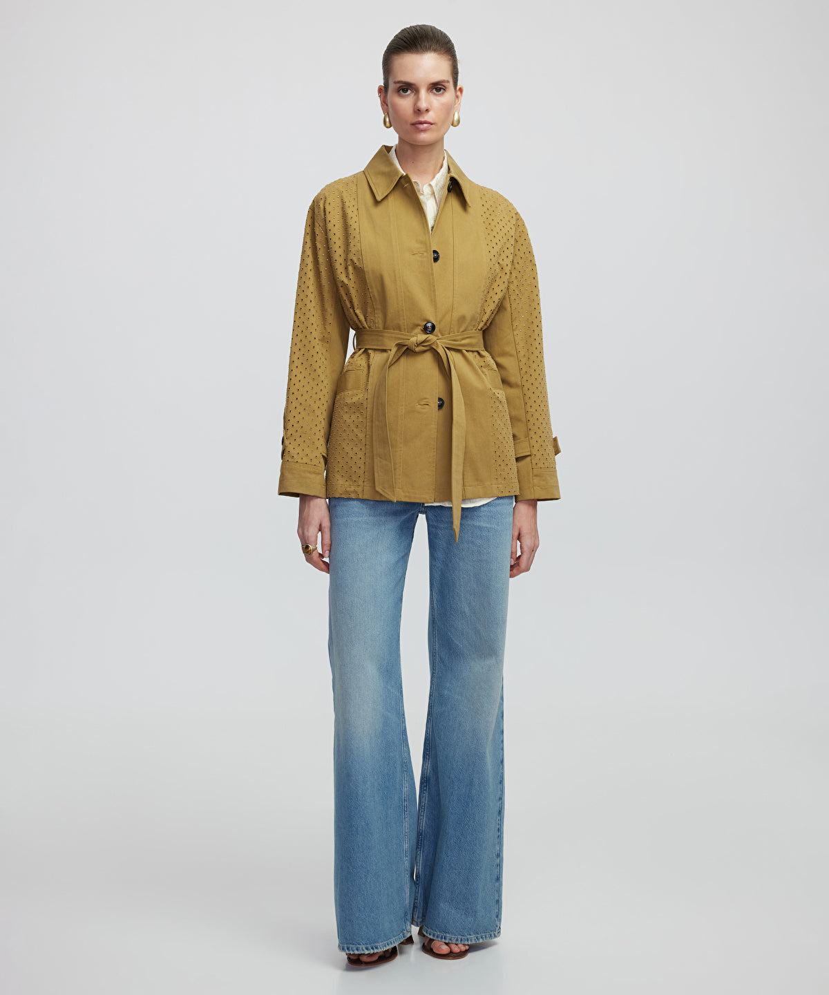 Zoomed Perforated Trench Coat