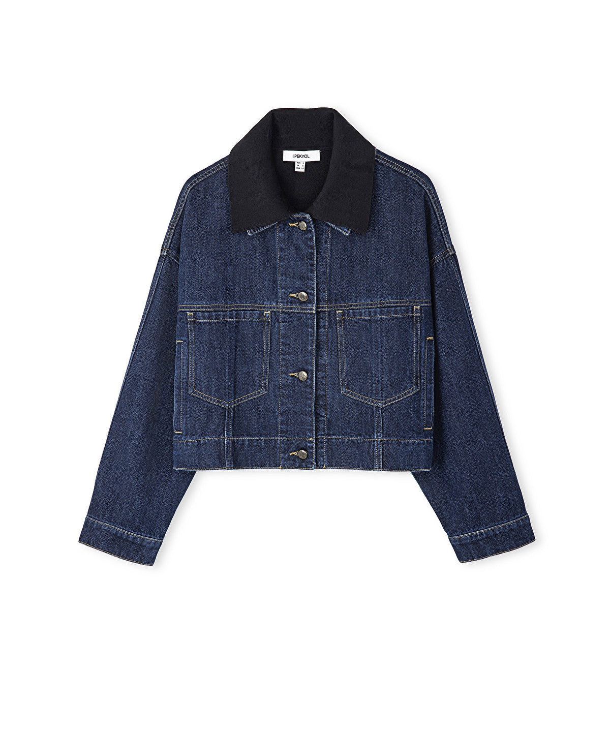 Zoomed Contrast Collar Denim Coat
