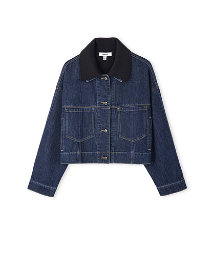 Contrast Collar Denim Coat