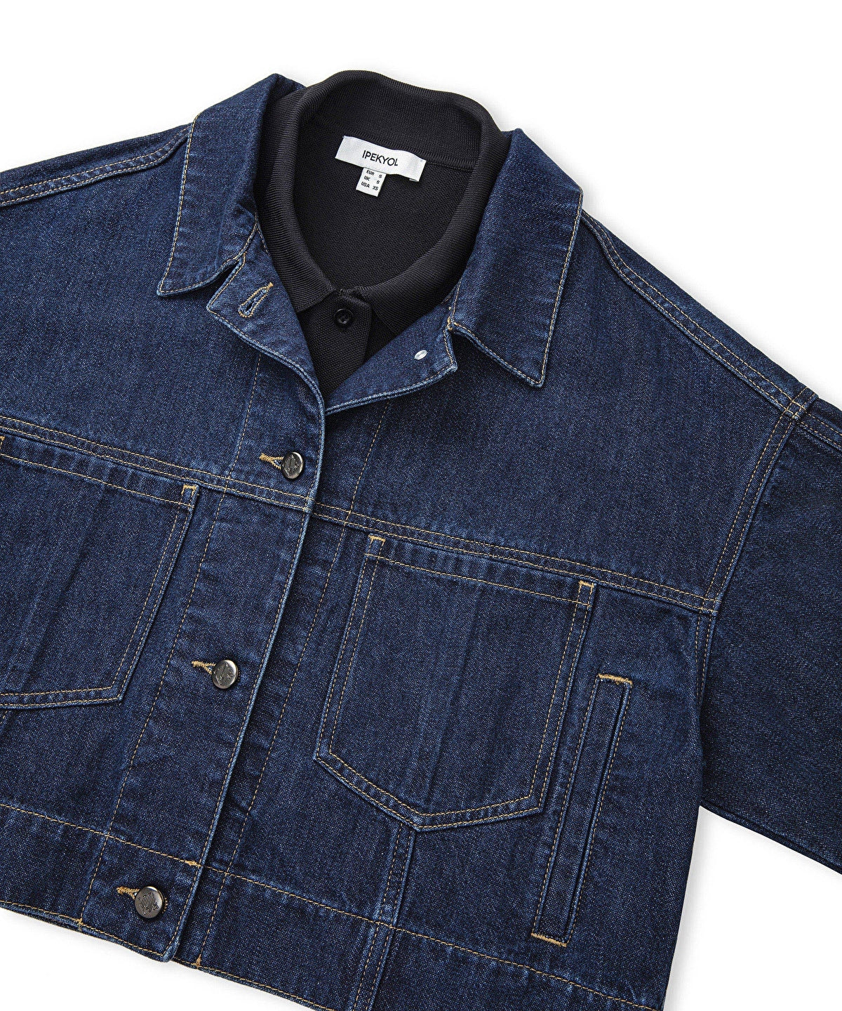 Zoomed Contrast Collar Denim Coat