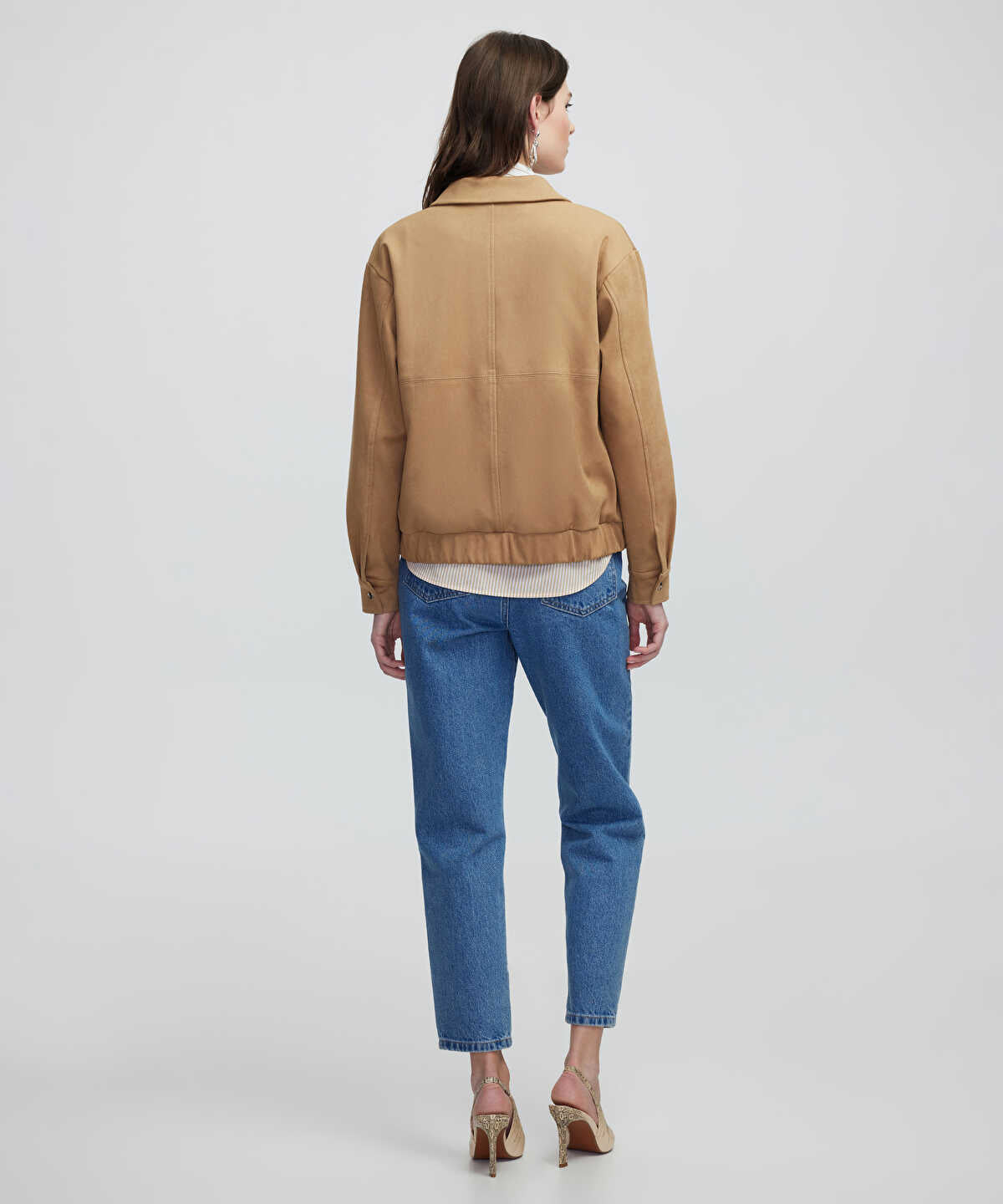 Faux Suede Bomber Jacket