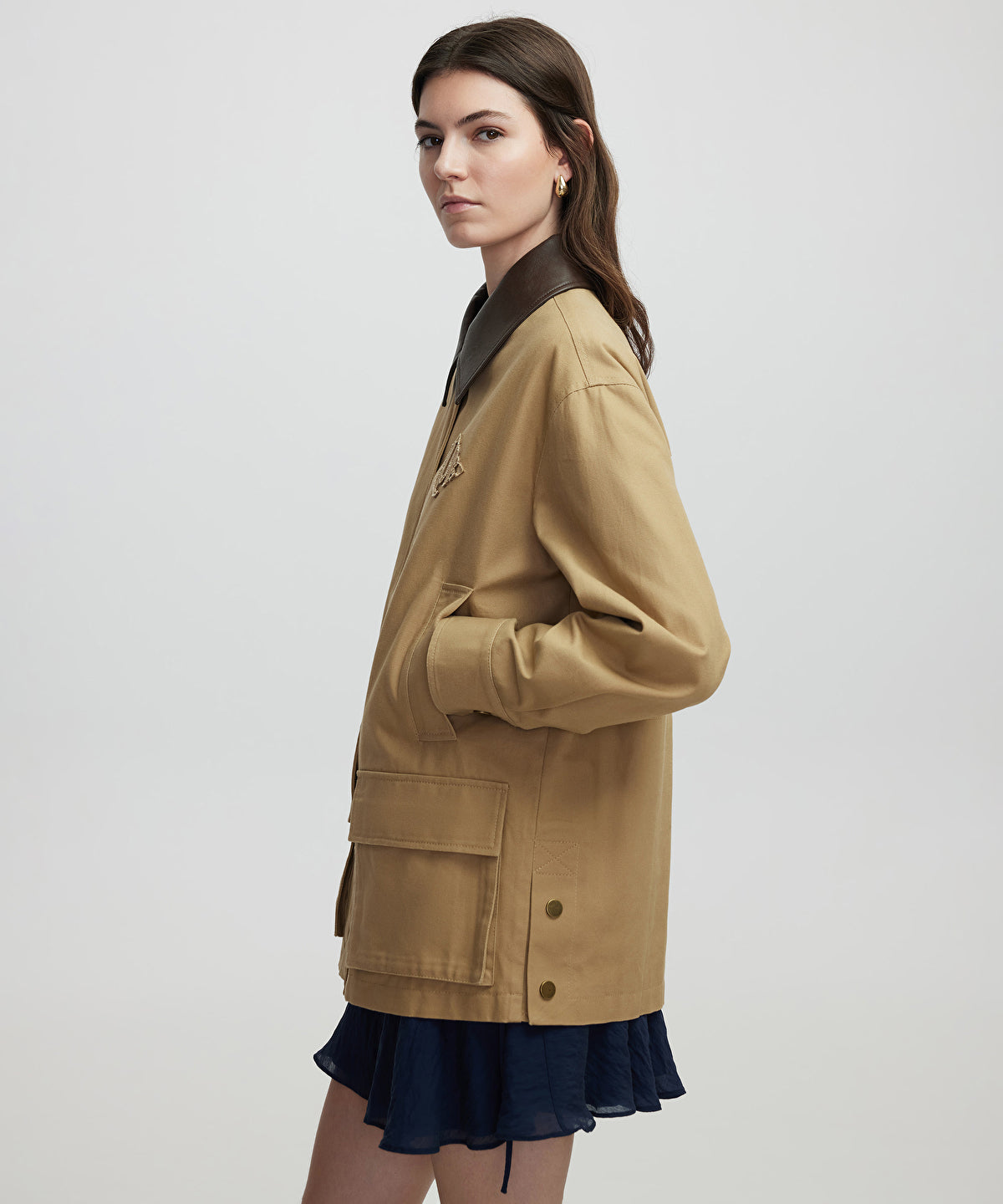 Zoomed Contrast Collar Coat
