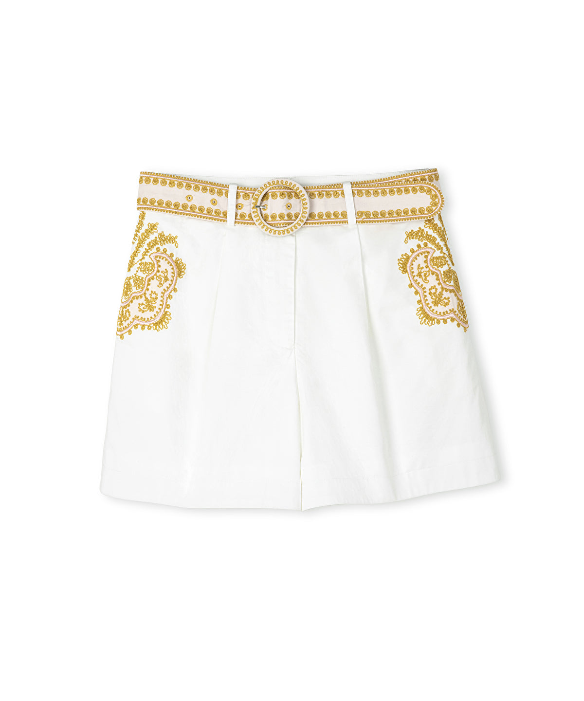 Embroidered Shorts With Belt