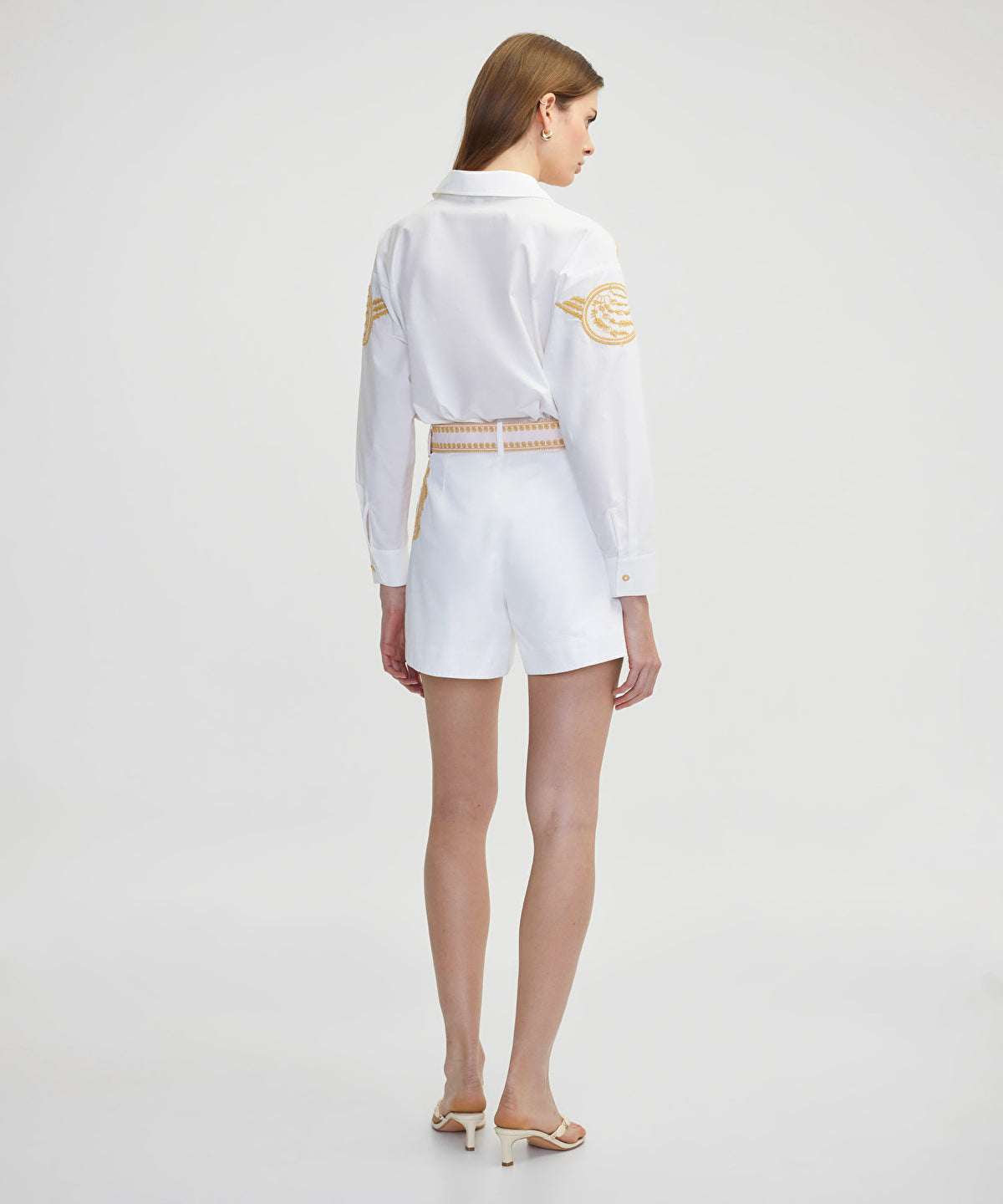 Embroidered Shorts With Belt