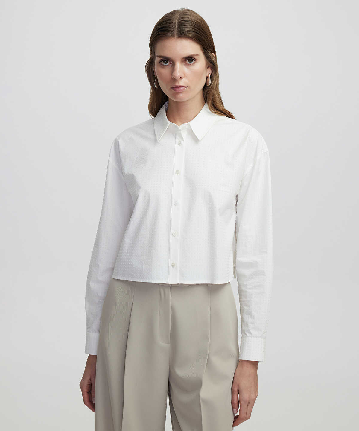 Rhinestone Poplin Shirt