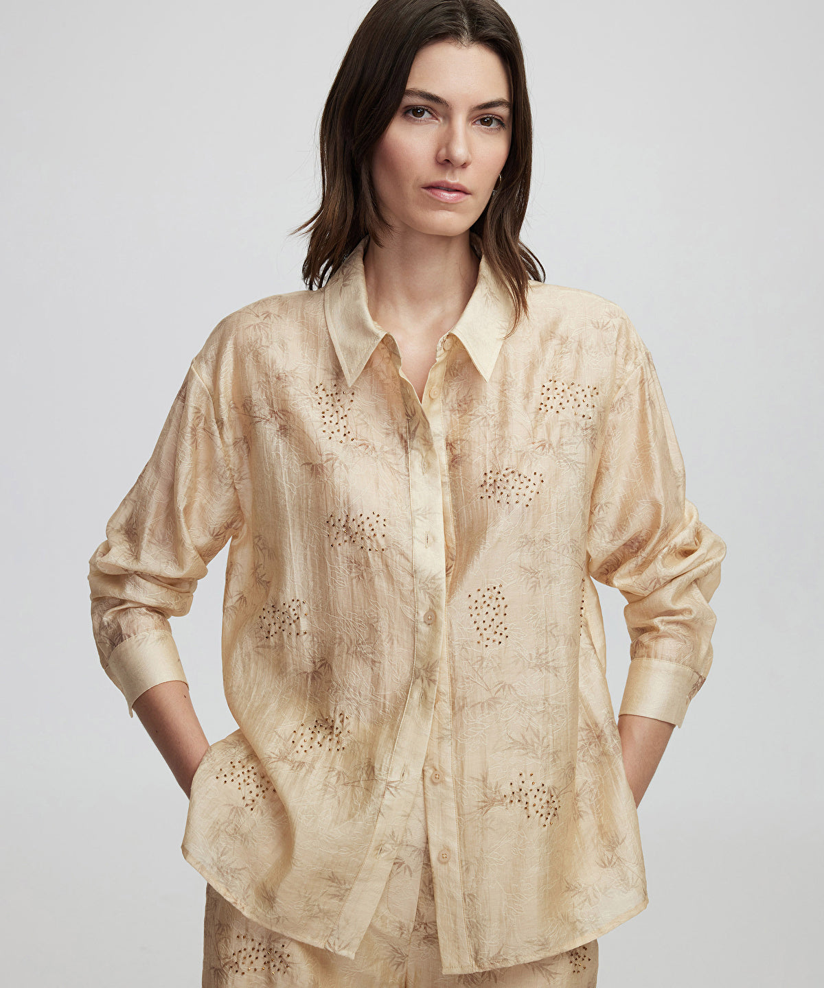 Embroidered and jacquard shirt