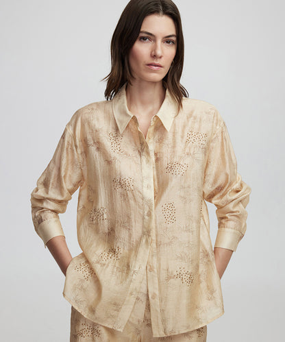 Embroidered and jacquard shirt