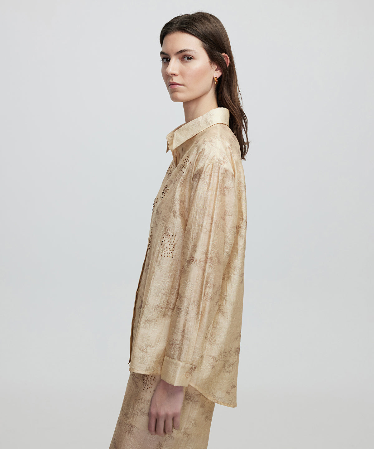 Embroidered and jacquard shirt