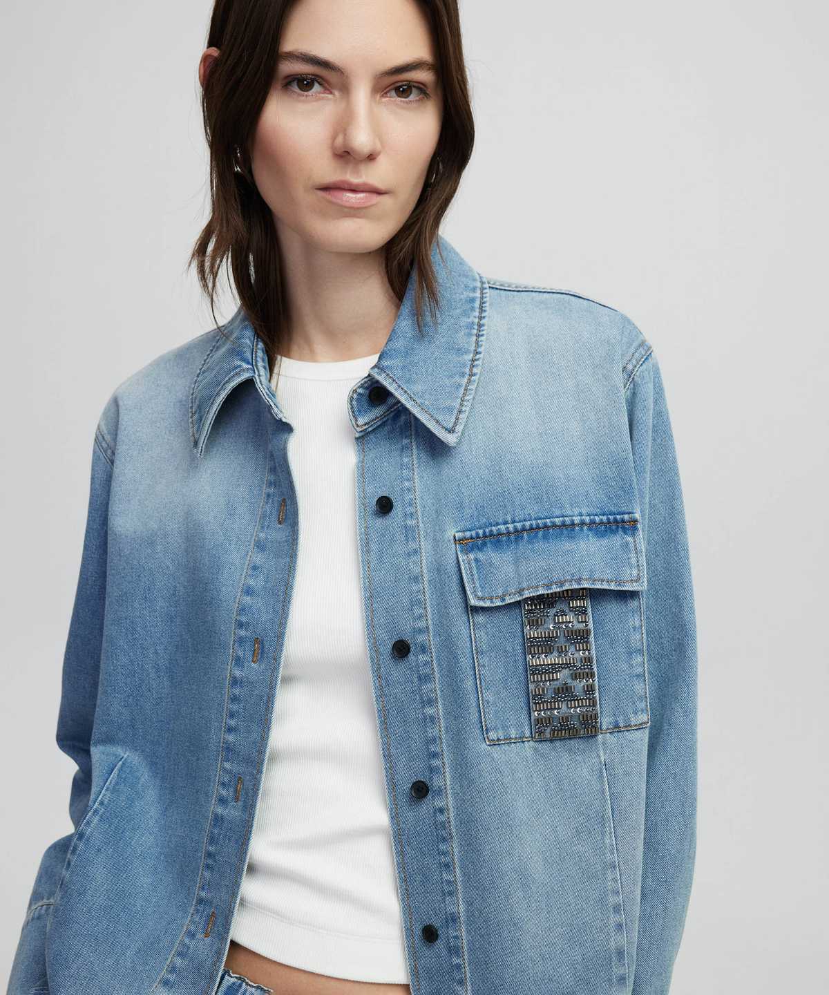 Embroidered Denim Shirt