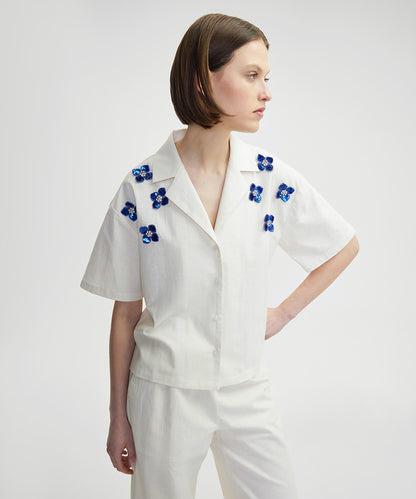 Flower Appliqued Shirt