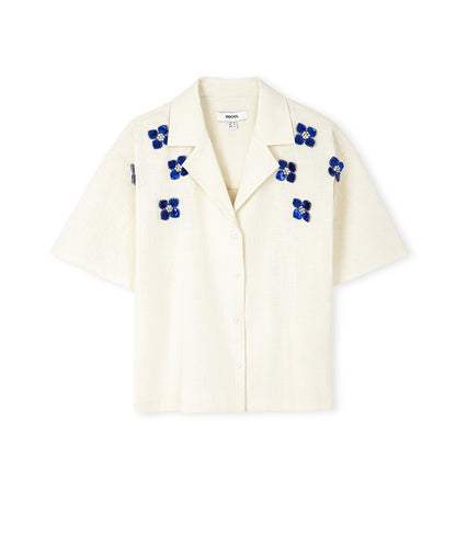 Flower Appliqued Shirt