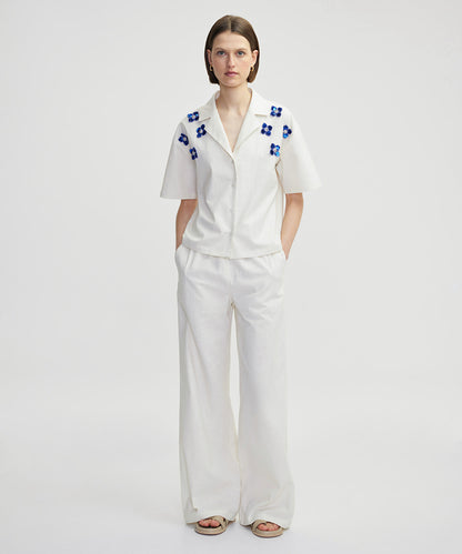 Flower Appliqued Shirt